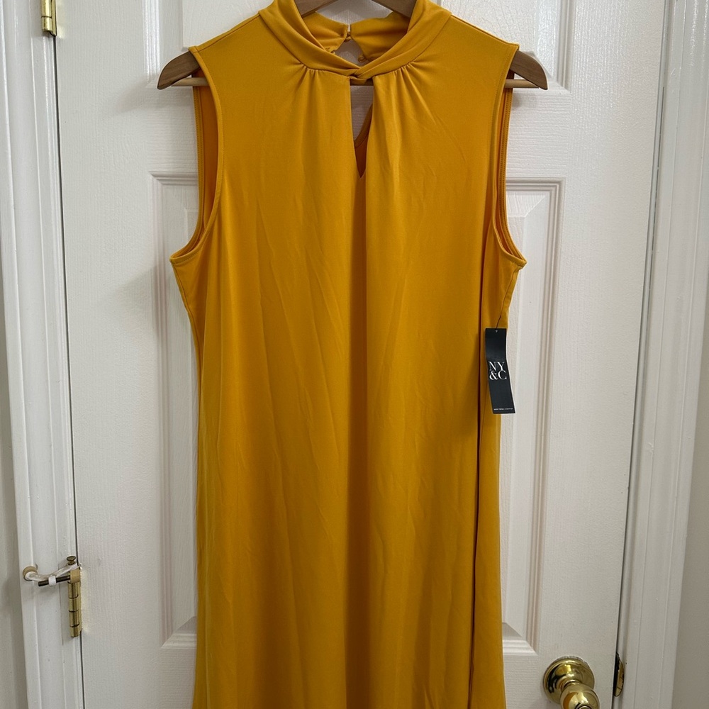 New York & Company Mustard Midi Dress